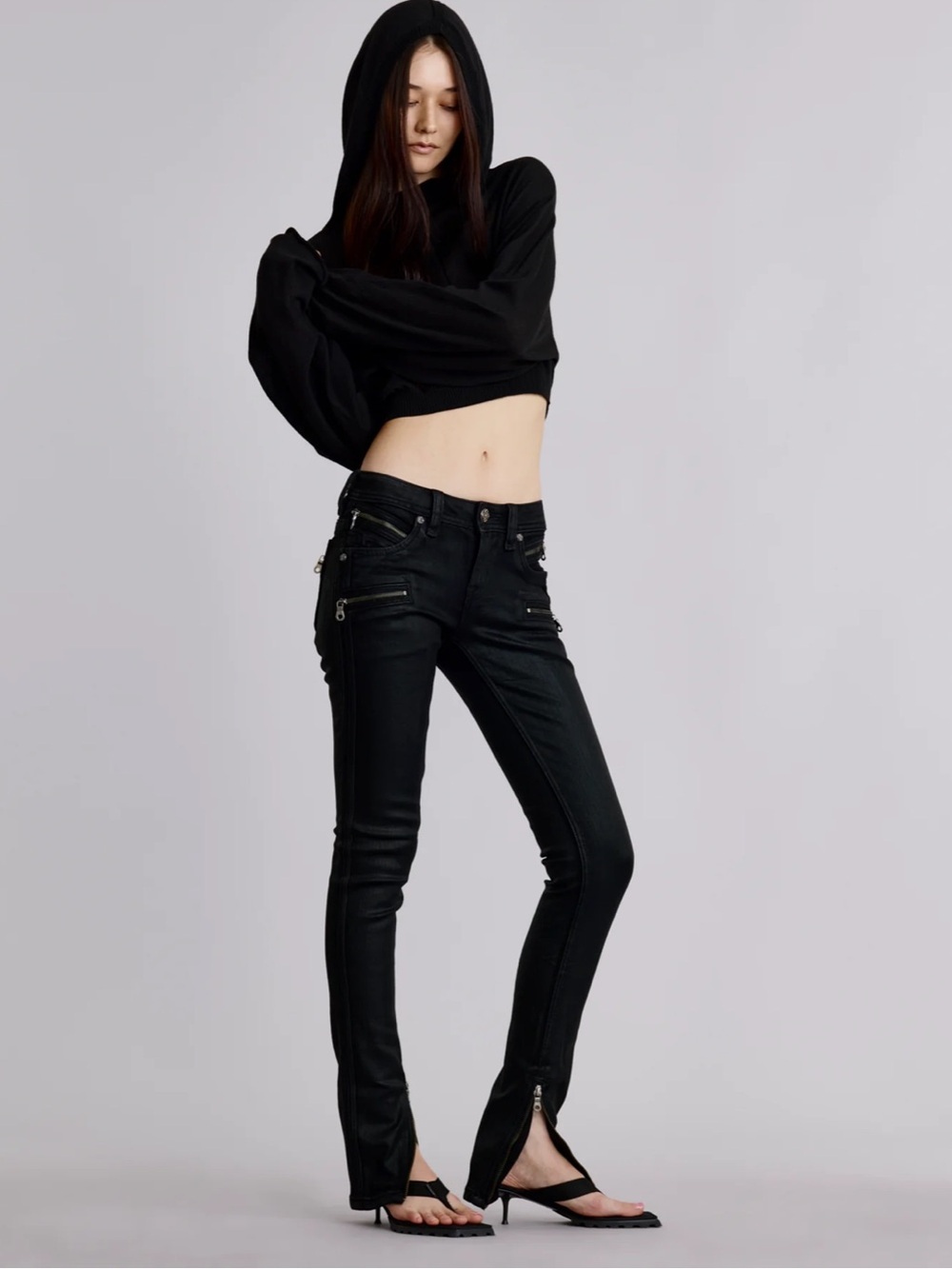 Rock Revival Low-rise Moto Skinny in Black Coating